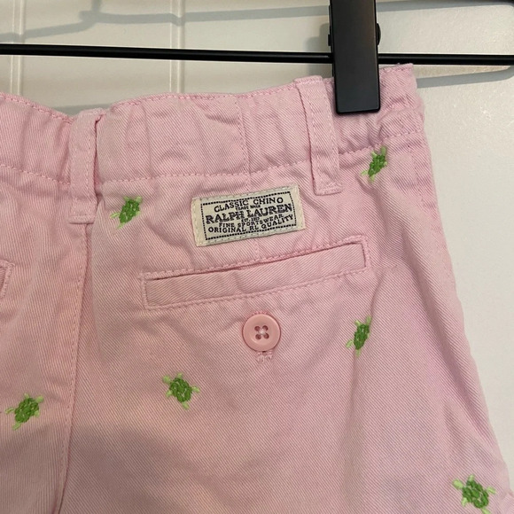 EUC | POLO Ralph Lauren girl’s classic chino pale pink turtle patterned shorts 4 - Picture 4 of 7